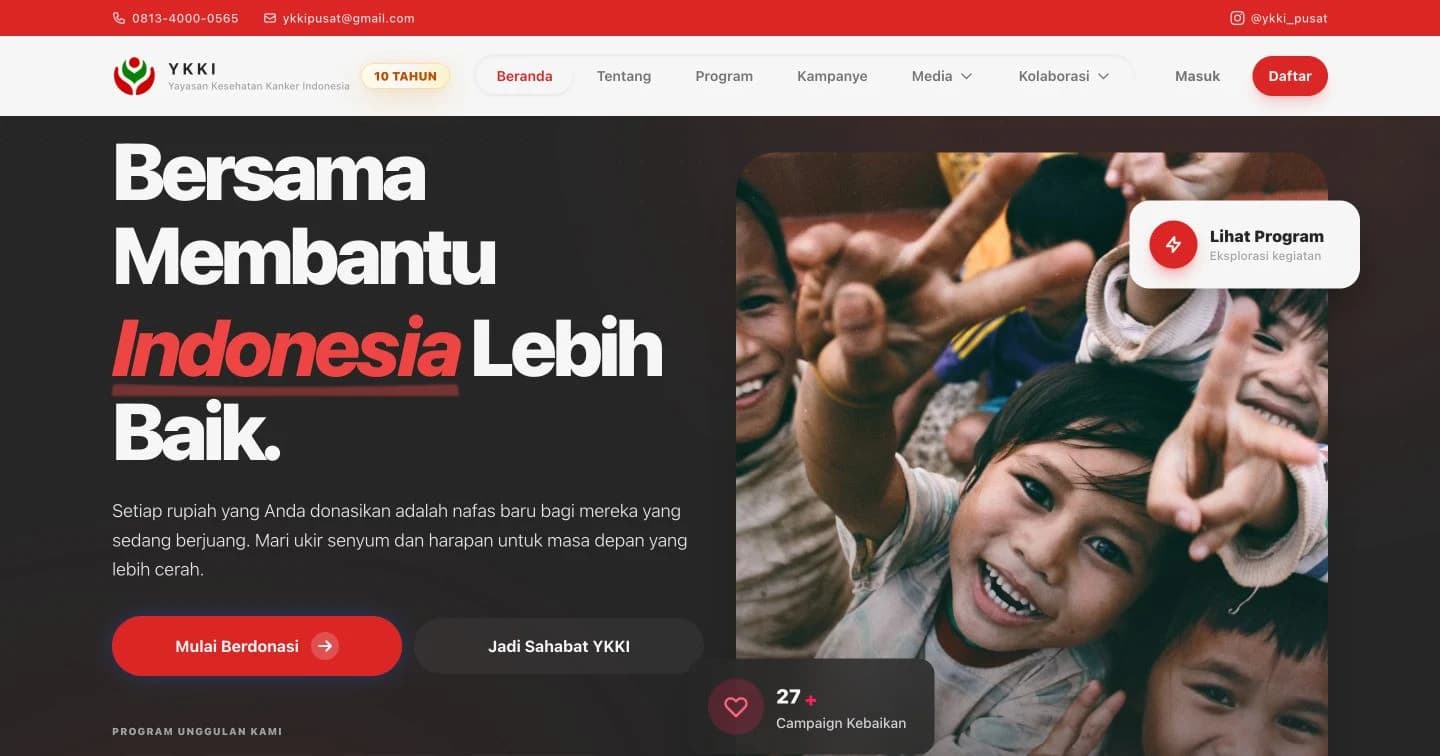 Yayasan Kesehatan Kanker Indonesia platform homepage